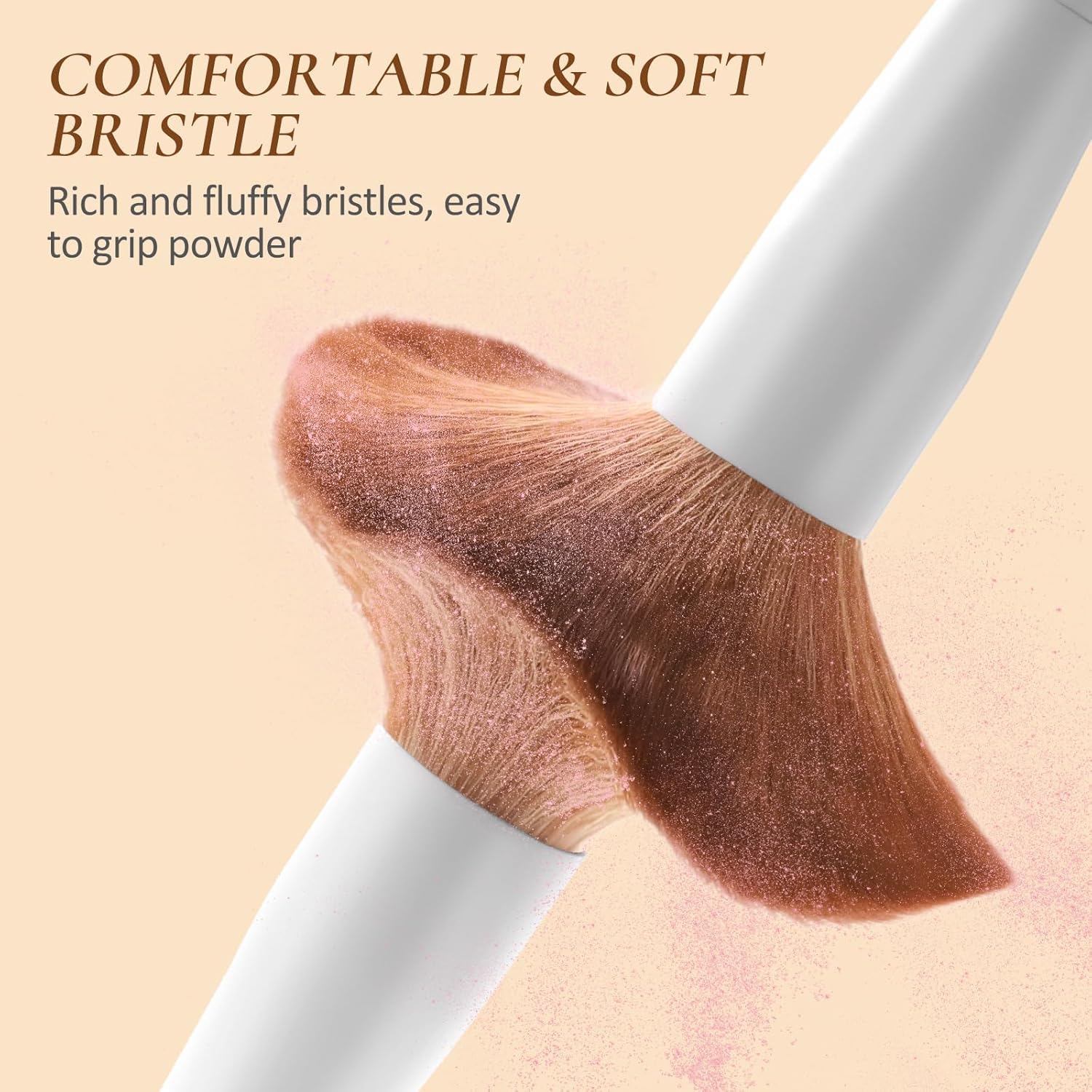 LUXBRU Makeup Brushes With Case 20PCs Professional Makeup Brush Set, Foundation Powder Eyeshadow Brush Set Eyebrow Concealer Contour Travel Brushes Kit with Holder & 2 Powder Puff-White - Image 3