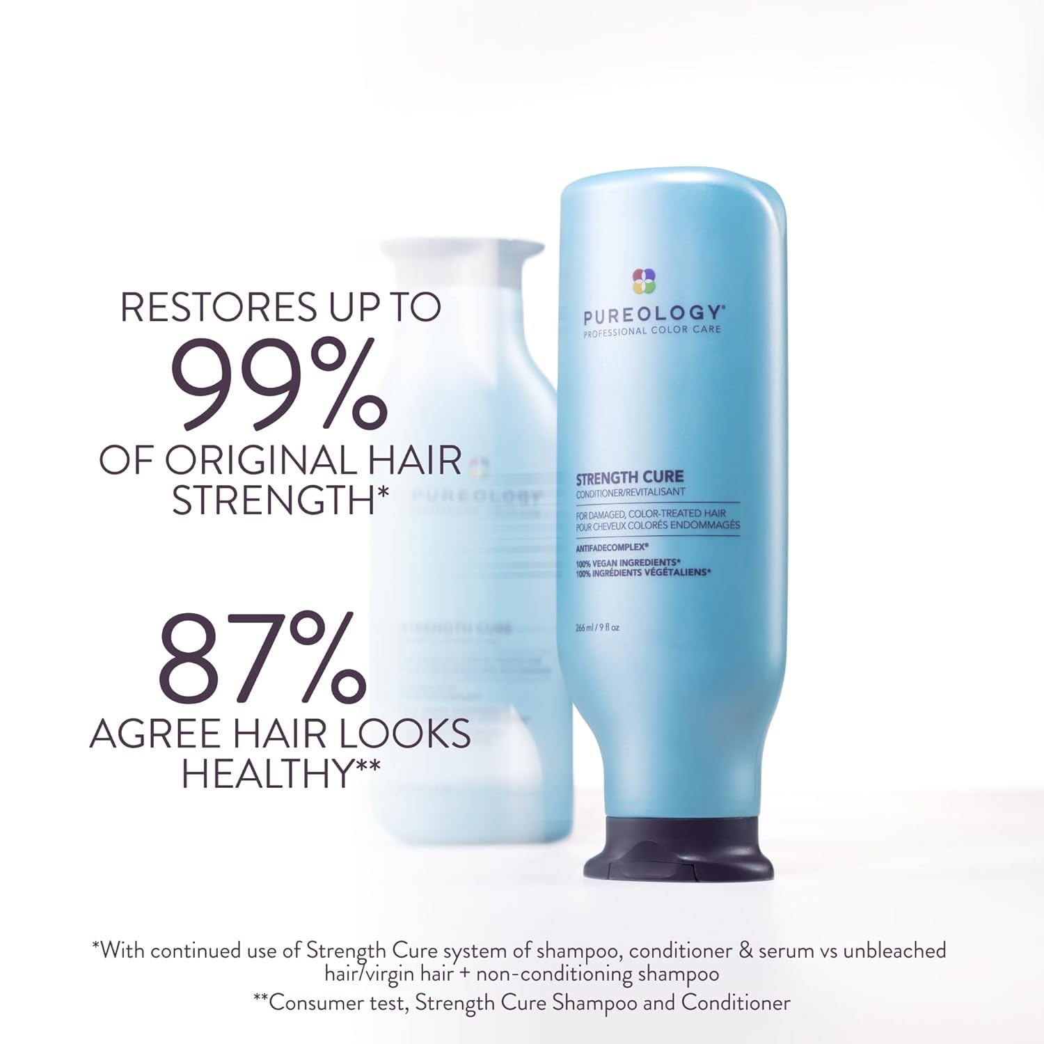 Pureology Strength Cure Conditioner - For Damaged or Color-Treated Hair, Reduces Breakage, Strengthens & Softens, With Sulfate-Free Formula, Vegan - Image 2