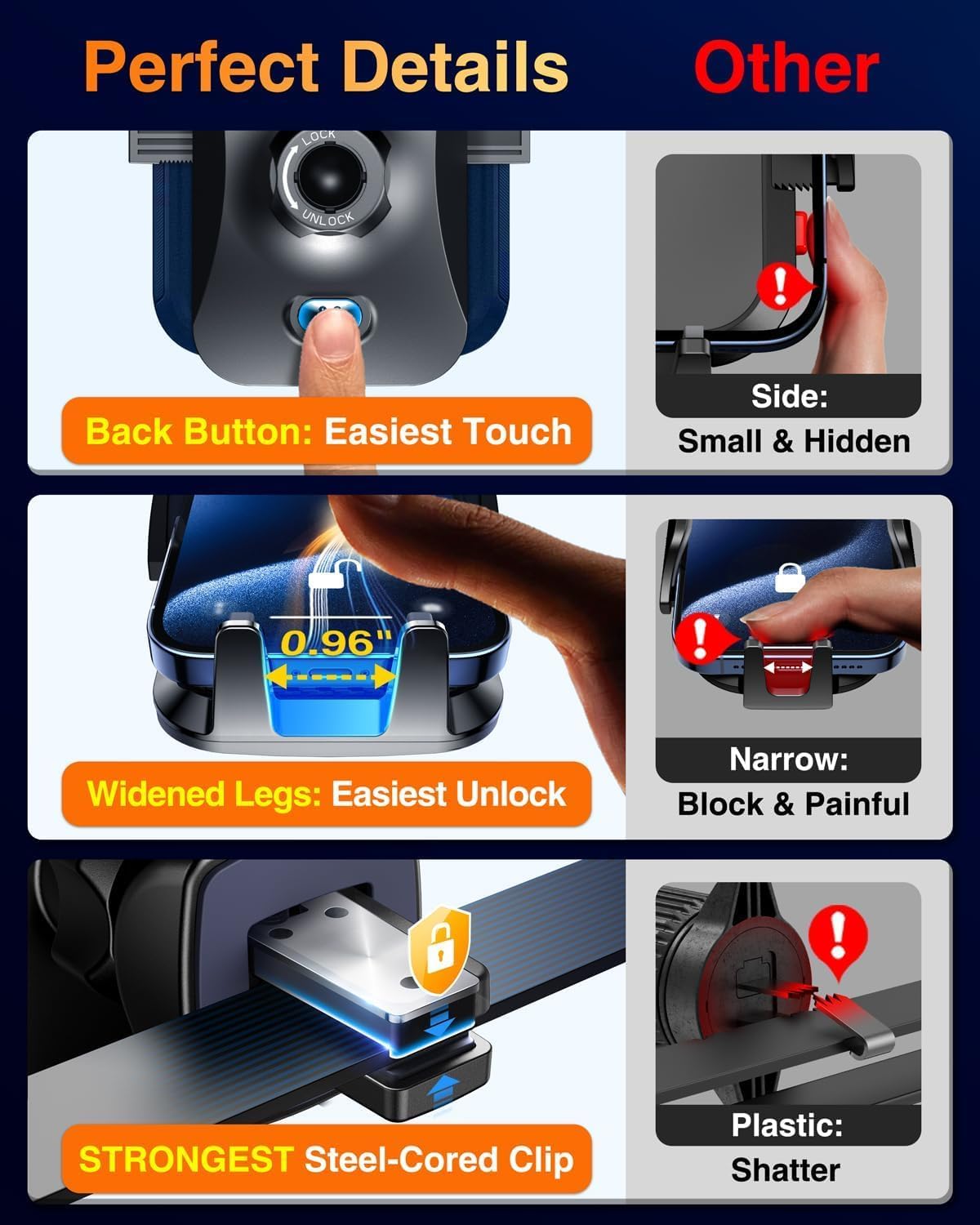 VANMASSใ85+LBS Strongest Suction & Military-Grade Ultimate Car Phone MountใPatent & Safety Certsใ Cell Phone Holder for Dash Windshield Vent for iPhone 17 Pro Max Automobile Accessory Kits,Ink Black - Image 6
