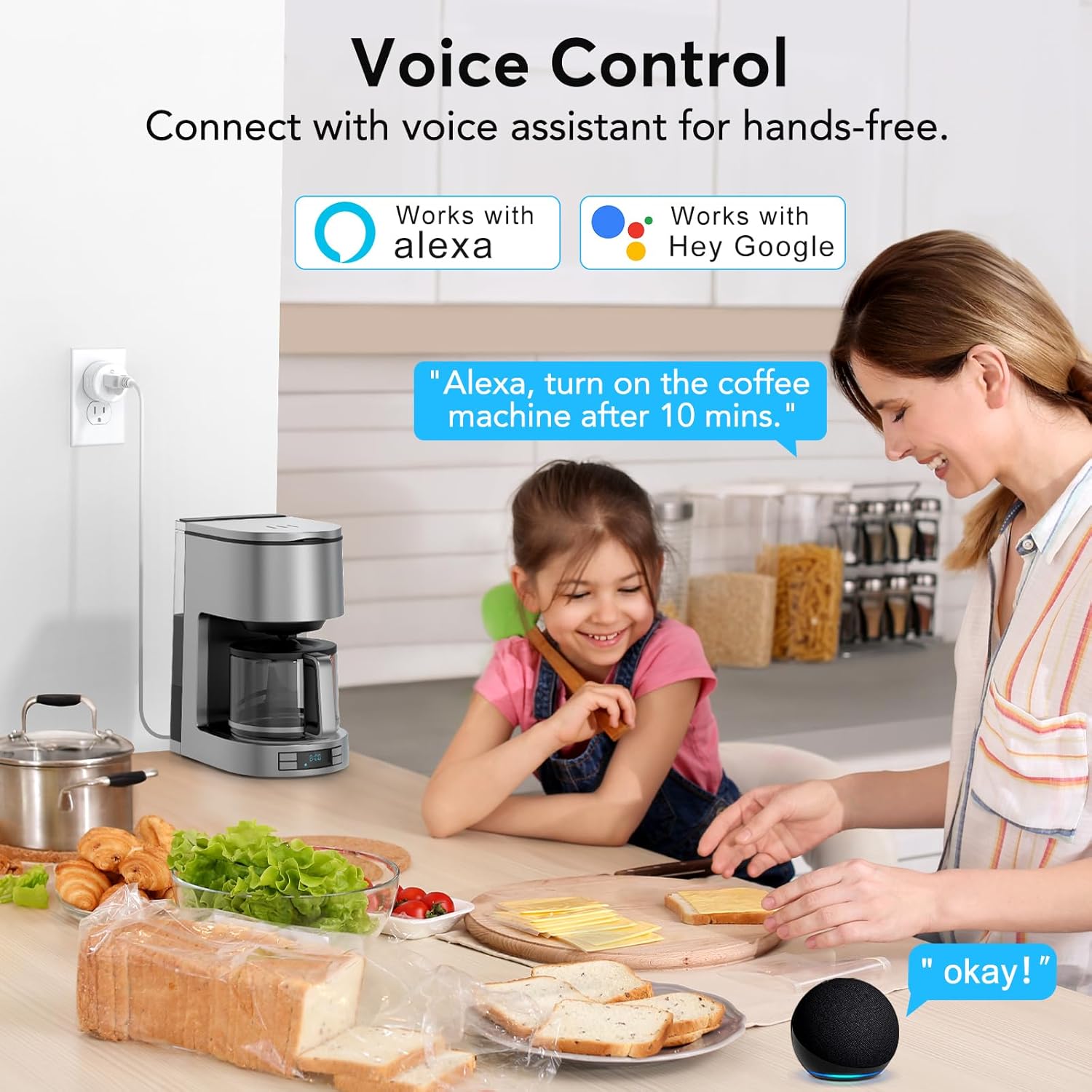 EIGHTREE Smart Plug, WiFi Outlet Works with Alexa & Google Home, Smart Home Socket with Remote Control & Timer Function, 2.4GHz WiFi Only, 4 Packs - Image 4