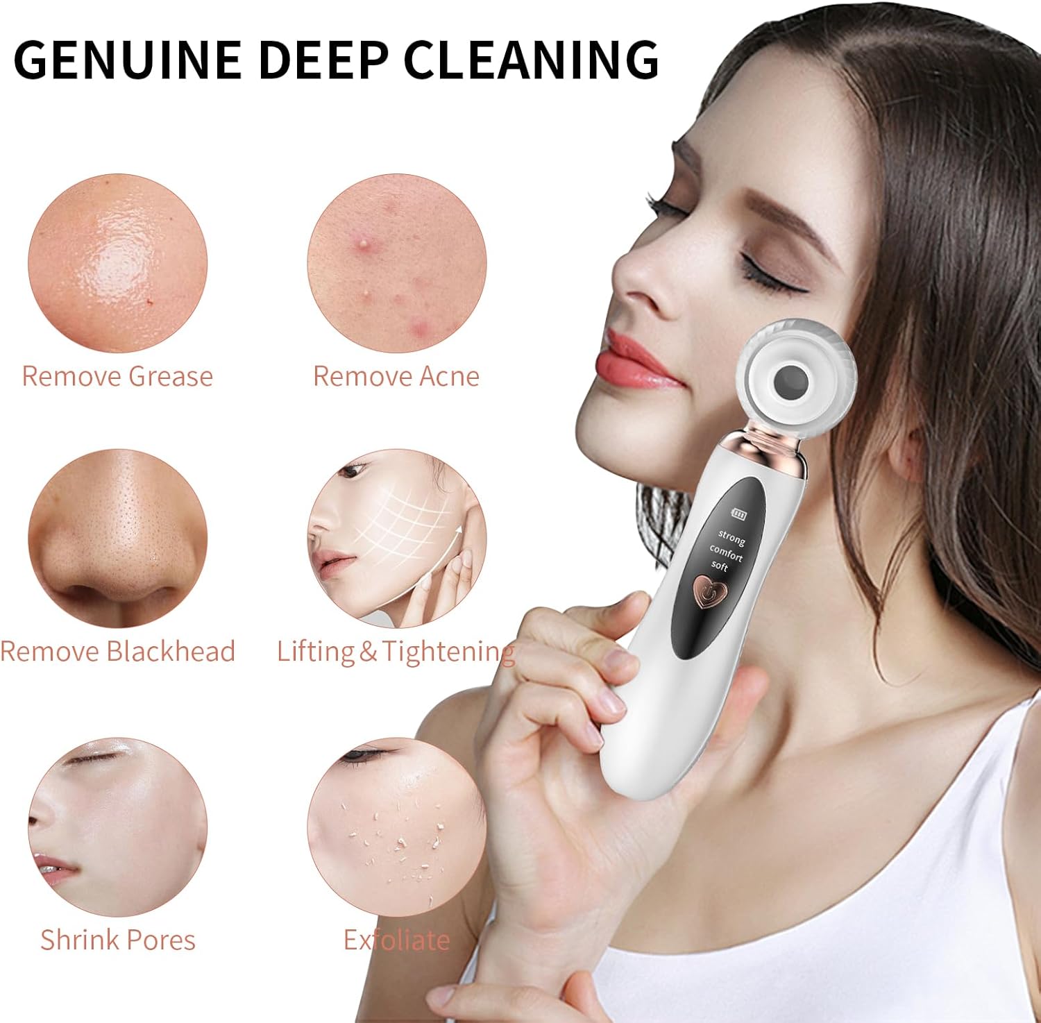2025 Blackhead Remover Pore Vacuum, Visual Rechargeable Blackhead Vacuum Facial Pore Cleaner-3 Suction Soft Silicone,3 Probes,USB Kit Electric Acne Extractor Tool for Adult - Image 2