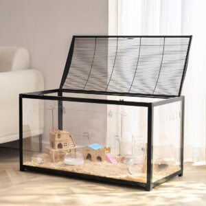 VEVOR Hamster Cage, 360 Viewing Transparent Hamster Habitats, Small Animal Cage