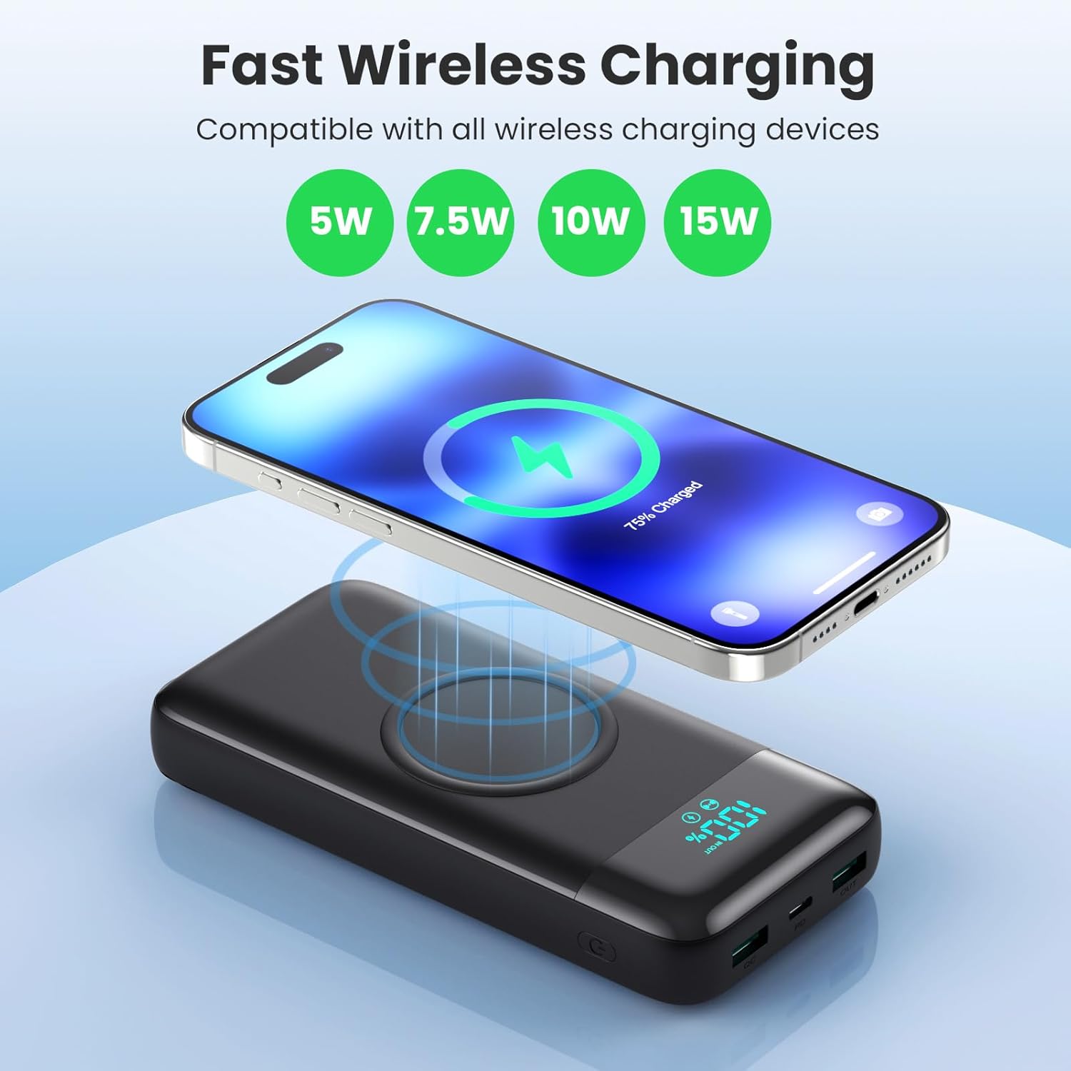 Wireless Portable Charger 40800mAh with 3 Built-in Cables,7-in-1 15W Wireless Charging Power Bank,25W PD QC 4.0 Fast Charging USB C Travel Essentials Battery Pack for iPhone 17/16/15/14,Galaxy,Android - Image 2