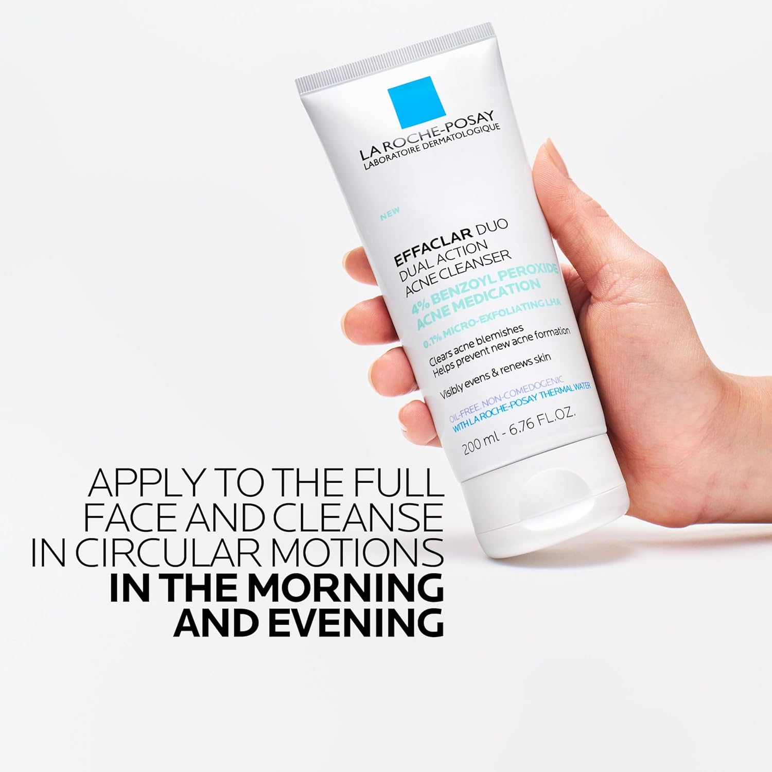 La Roche-Posay Effaclar Dual Acne Face Wash With 4% Benzoyl Peroxide & LHA Exfoliant, Acne Treatment Help Clear & Prevent Blemishes, Paraben Free & Oil Free Wash, 6.76 Fl Oz - Image 7