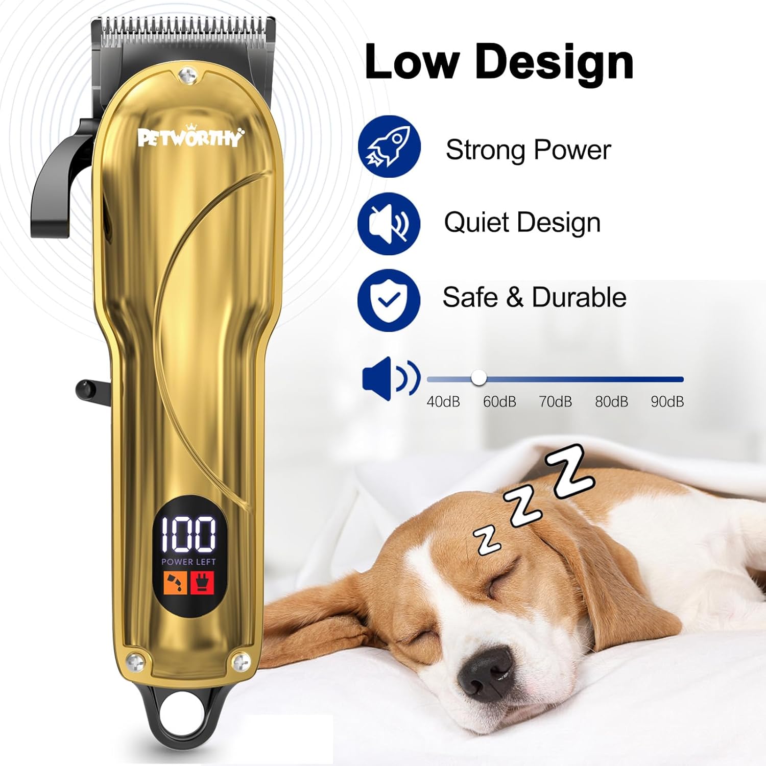 Quiet Dog Grooming Kit - 2000mAh Dog Clippers for Heavy Thick Hair Coats, Waterproof Rechargeable Cordless Clippers, Safe and Easy to Clean Pet Grooming - Image 5