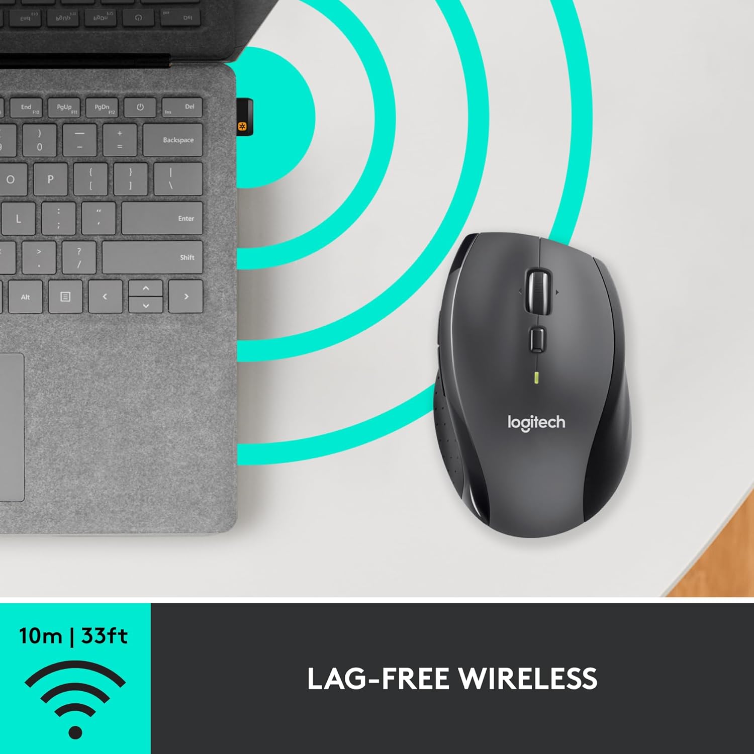 Logitech M705 Marathon Wireless Mouse, Gaming Mouse Wireless, 2.4 GHz USB-A Receiver, 5-Programmable Buttons, 3-Year Battery, PC, Mac, Laptop, Chromebook - Black - Image 7
