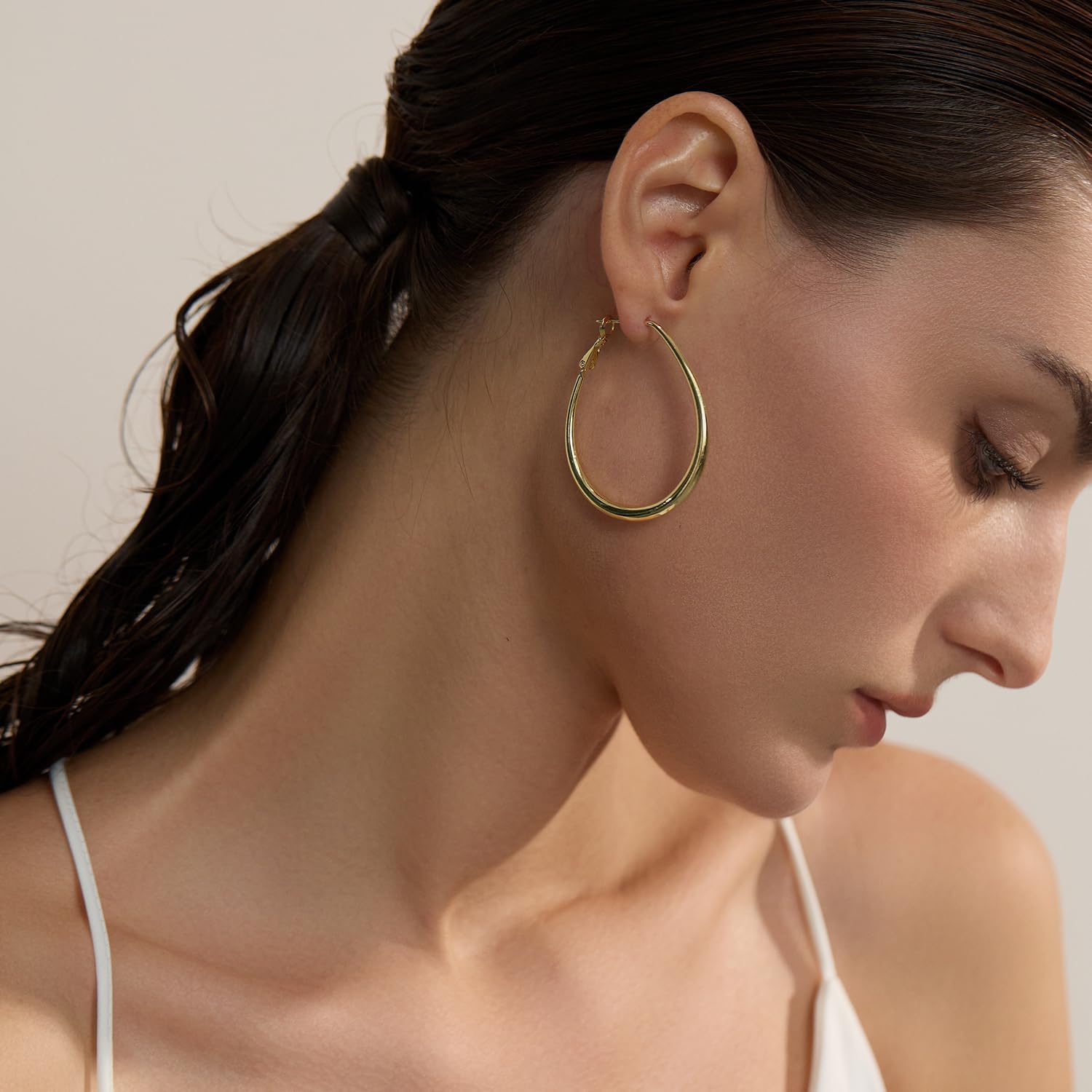 Lightweight Oval Hoop Earrings for Women - 14K Gold Plated, Rose Gold Plated and Sterling Silver Plated Large Oblong Hoop Earrings for Women Statement Jewelry Gift - Image 5