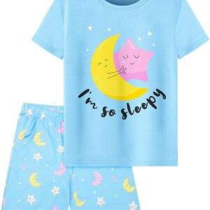 Sylfairy Girls Pajamas Short Sleeve Toddler Girls Summer Short Sets Sleepwear Clothes Kids Pajamas