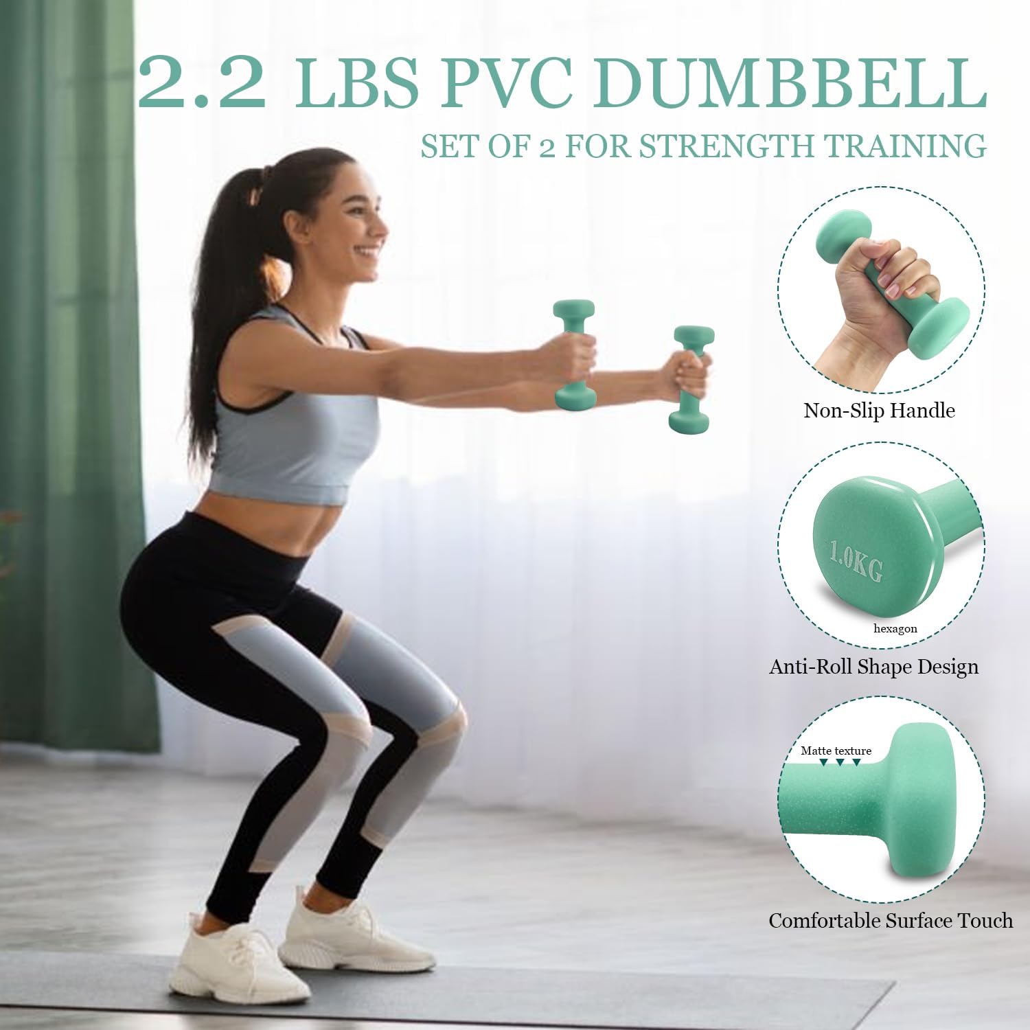 HIMESPORNER Pilates Equipment Kit for Home Workout, Pilates Ring and Ball Set with 2.2lb *2 Dumbbells, Fabric Resistance Bands, Tape Measure, Bag, Pilates Essentials Accessories for Women Yoga - Image 5