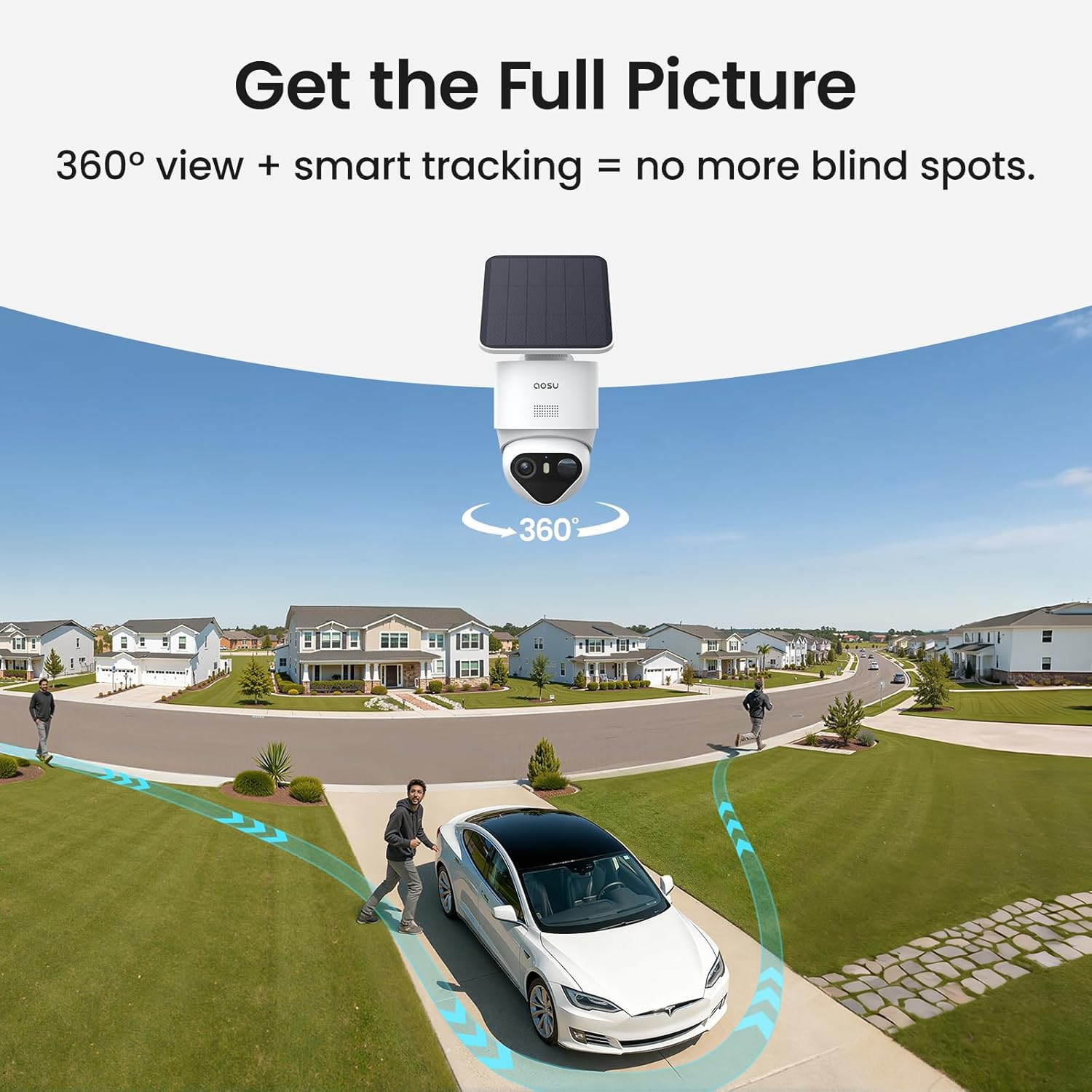 aosu T2 Ultra 4K Security Cameras Wireless Outdoor, TrueColor Night Vision, AI Triple Detection, 360° Auto Tracking, Solar Powered WiFi Camera for Home Security, 1Pack - Image 3
