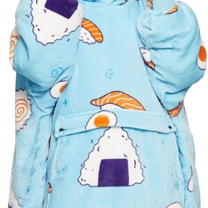 KFUBUO Wearable Blanket Hoodie for Adults Sherpa All Patterns Sushi Oversized Sweatshirt Blanket with Pockets Cute Birthday Gifts for Women