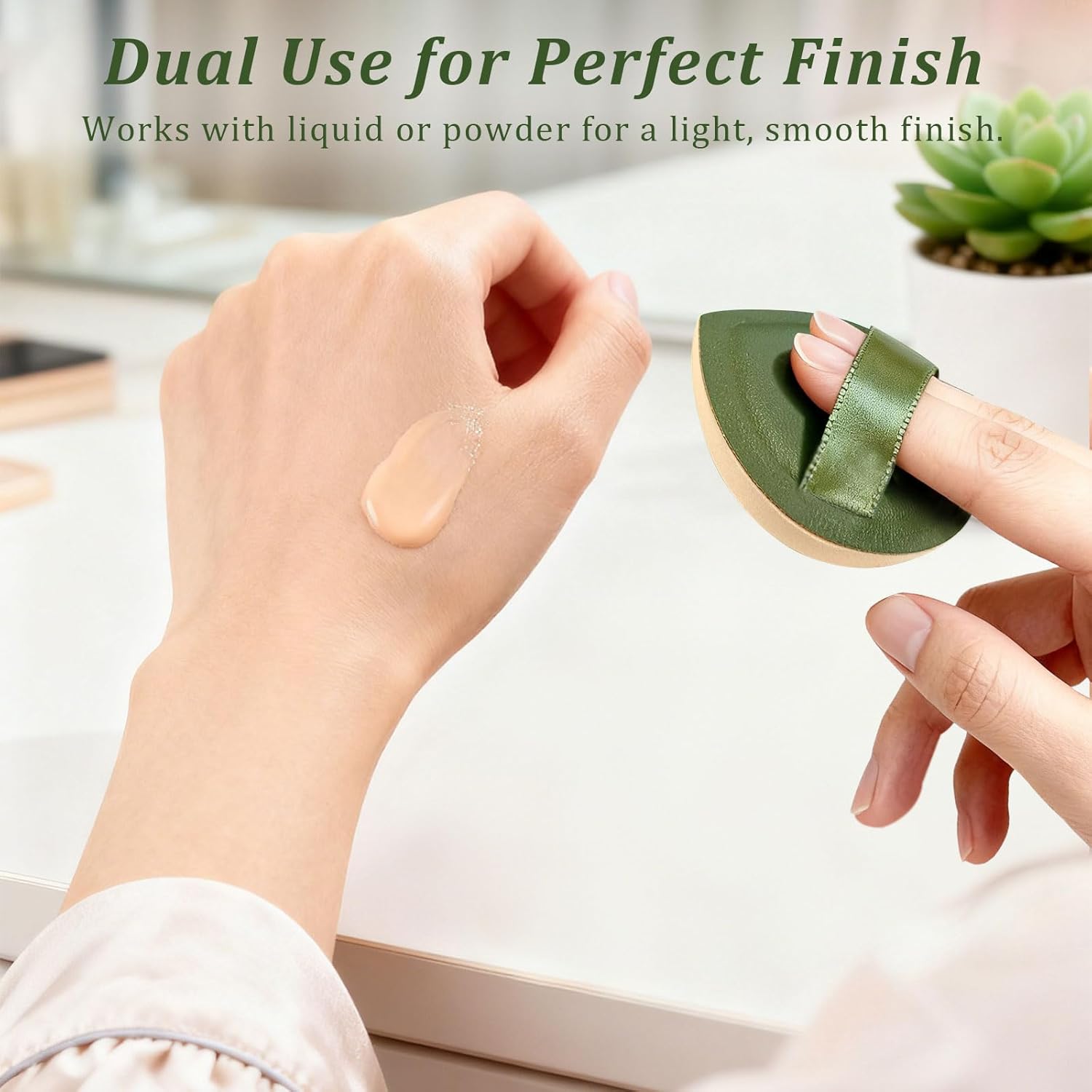 4-Pack Makeup Sponges – Latex-Free Blender Set for Foundation, Concealer & Powder, Soft, Reusable & Beginner-Friendly Beauty Tools (Green) - Image 4