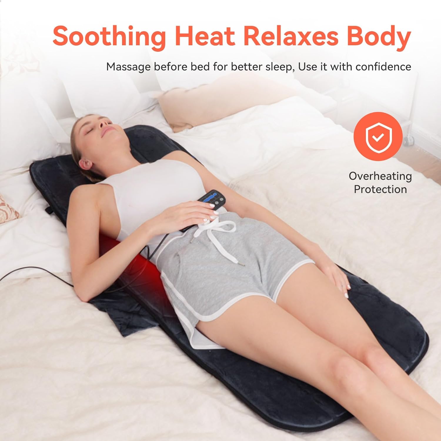 CuPiLo Massager Pad, Back Massager with Heat and 10 Vibrating Motors for Pain Relief, Body Massage for Back, Lumbar,Leg, Gifts for Men Women, Long 53" - Image 3