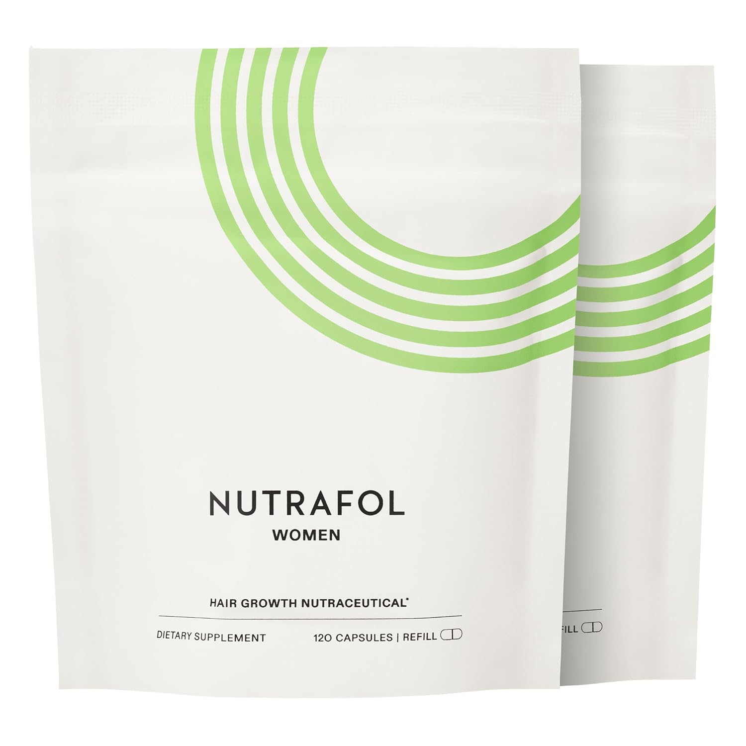Nutrafol Women's Hair Growth Supplements, Ages 18-44, Clinically Proven for Visibly Thicker and Stronger Hair in 3-6 Months, Dermatologist Recommended - 2 Month Supply, 2 Refill Pouches