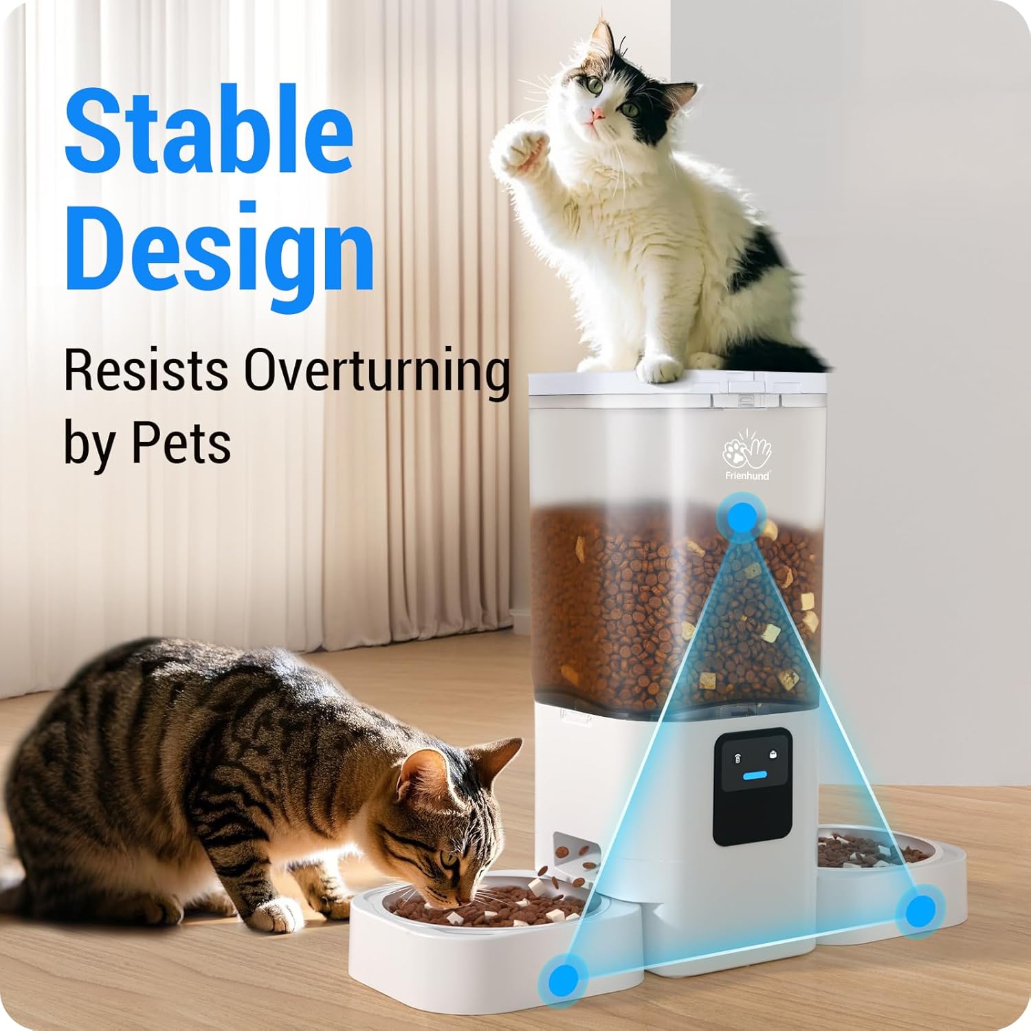 Frienhund Automatic Cat Feeder 2 Cats with Slow Feed: Dual Automatic Dog Feeder with 5G WiFi, Cat Food Dispenser with APP Control for Multiple Pets, Detachable for Easy Clean, Double Pet Bowl - 29 Cup - Image 9