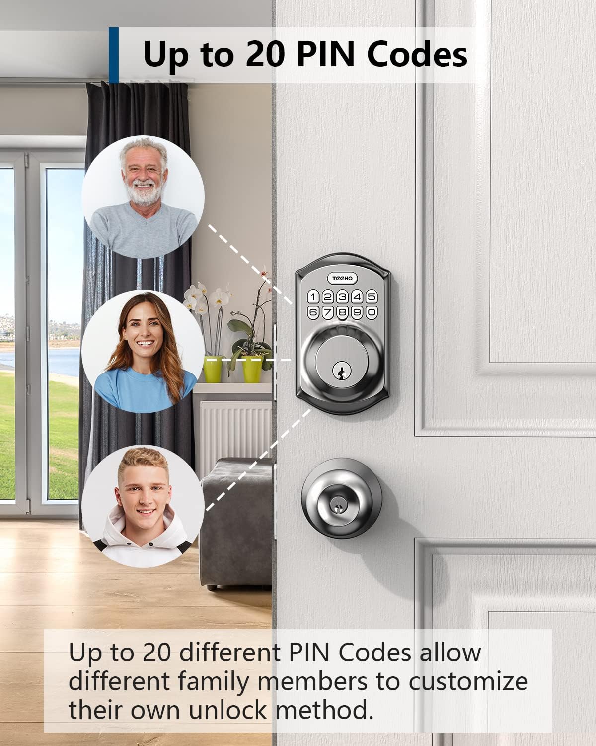 TEEHO TE001 Keyless Entry Door Lock with Keypad - Smart Deadbolt Lock for Front Door with 2 Keys - Auto Lock - Easy Installation - Satin Nickel - Image 2