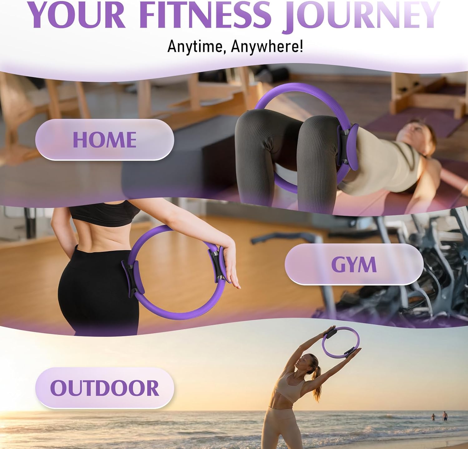 JKSHMYT Pilates Ring Fitness Circle for Women, Pilates Equipment – 14.5" Home Magic Exercise Workout, Better me Pilates Essentials Starter Set for Beginners Toning Shape Full Body - Image 5