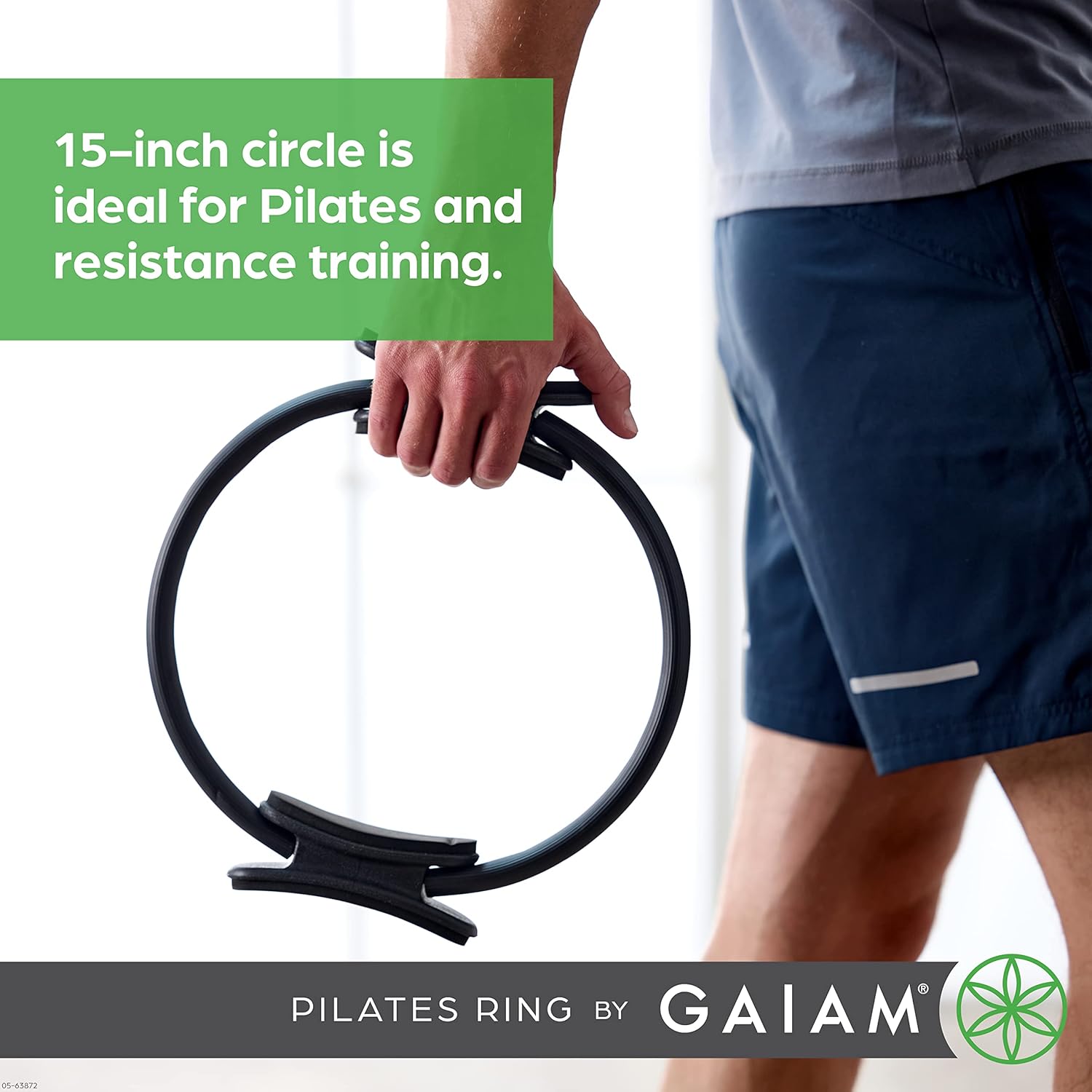 Gaiam Pilates Ring Fitness Circle - Lightweight & Durable Foam Padded Handles, Flexible Resistance Exercise Equipment for Toning Arms, Thighs/Legs & Core - Image 3