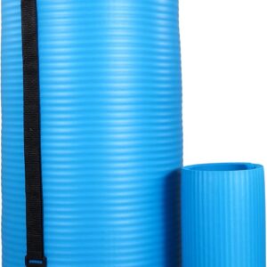 BalanceFrom 71×24 Inches Yoga Mat with Knee Pad and Optional Blocks – Extra 1-Inch Thick Non-Slip Foam with Anti-Tear Surface and Carrying Strap for Home, Studio, or Gym Workouts