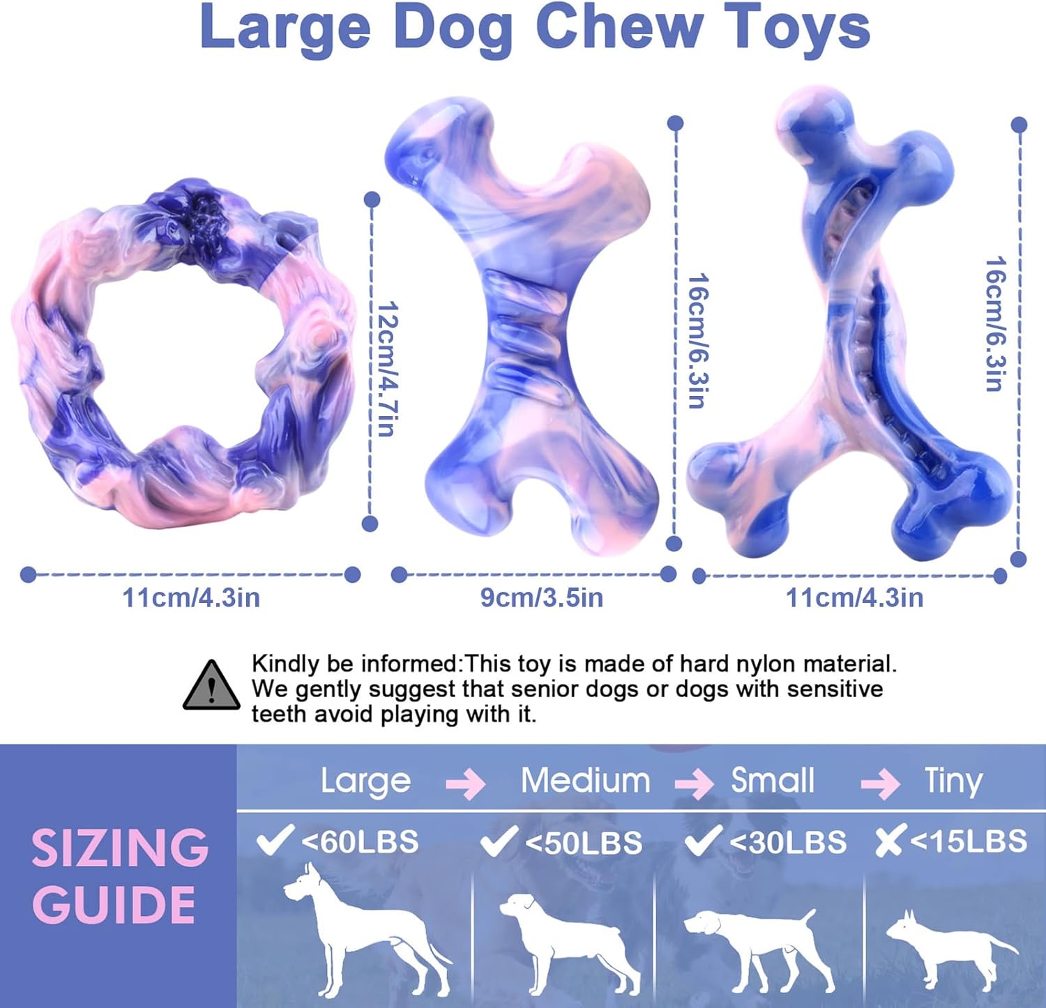 Rensh 3-Pack Tough Dog Chew Toys for Aggressive Chewers, Almost Indestructible Dog Toys for Medium Large Breed, Super Chew Toy to Keep Them Busy & Reduce Boredom, Teeth Cleaning Training, Milk Flavor - Image 2