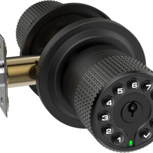 iulock Keypad & Key Smart Door Lock, 50 User Codes, Waterproof, Auto Lock – Matte Black