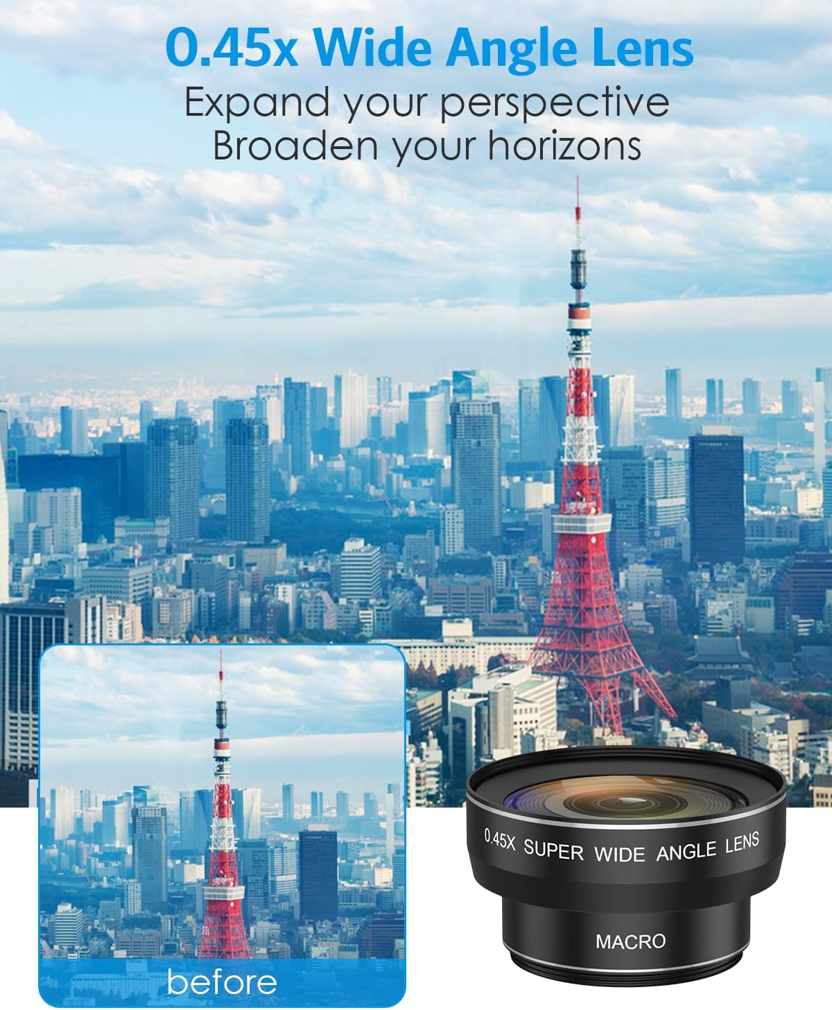 AMIR Phone Camera Lens Kit, 2026 New 0.45X Super Wide Angle Lens (140°) with 12.5X Macro Lens, 2-in-1 Clip-On Universal Lens Compatible with iPhone 15/14/13/12, Samsung Galaxy S and Most Smart Phones - Image 2