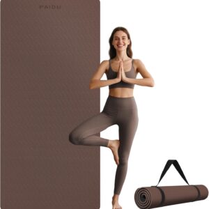 PAIDU Extra Long Wide Yoga Mat 76″x33″x2/5 Inch – Non Slip Thick Exercise Mat for Home Gym, Yoga, Pilates & Workouts