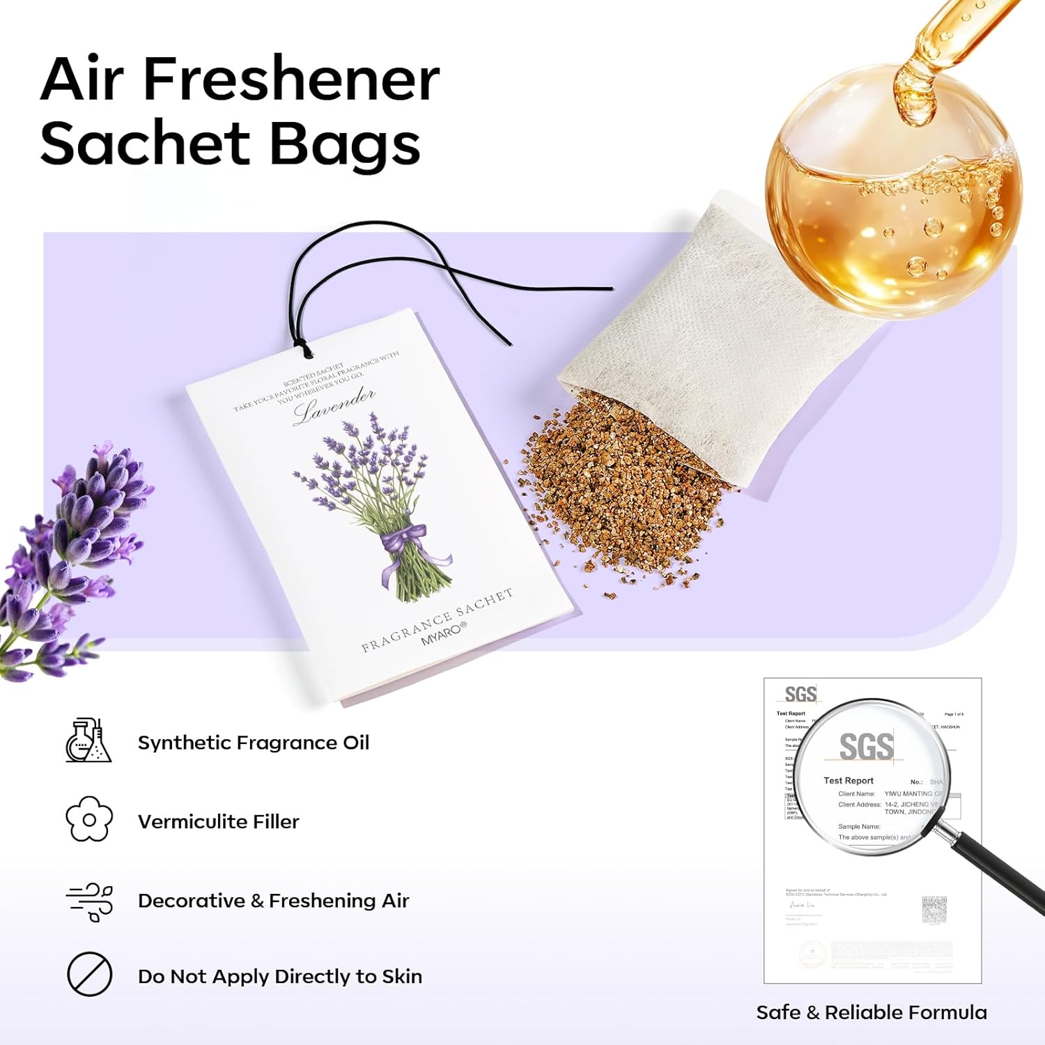 MYARO 12 Pack Assorted Floral Scented Sachets - Lavender, Rose, Jasmine, Ocean, Gardenia & Lily | Drawer, Closet & Car Air Freshener Bags | Multi-Scent Home Fragrance Gift Set - Image 4