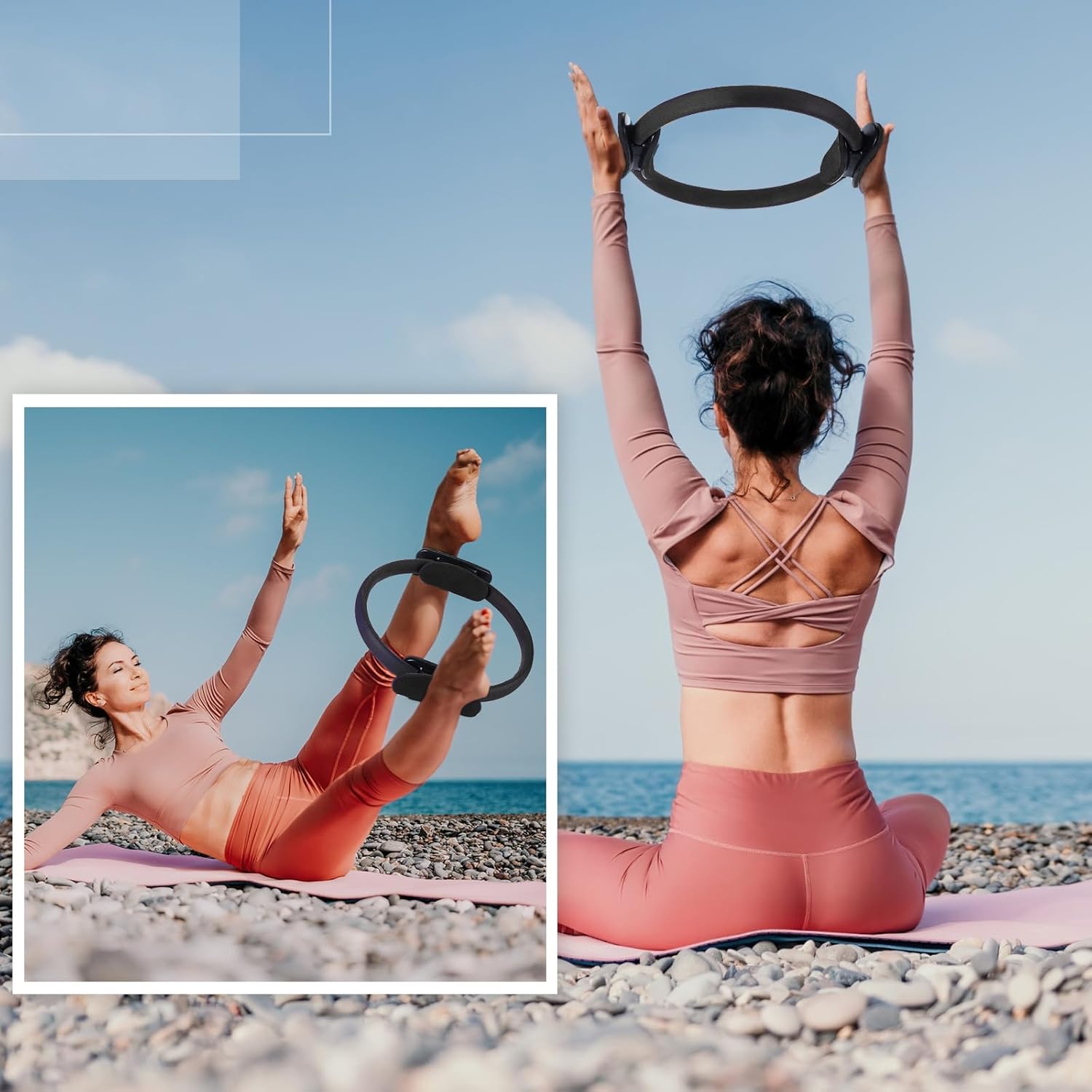 Syhood Pilates Ring 11. 81 Inch Pilates Circle Yoga Ring Magic Lightweight Flexible Workout Equipment for Fitness Physical Therapy Resistance Exercise Arms Legs - Image 4