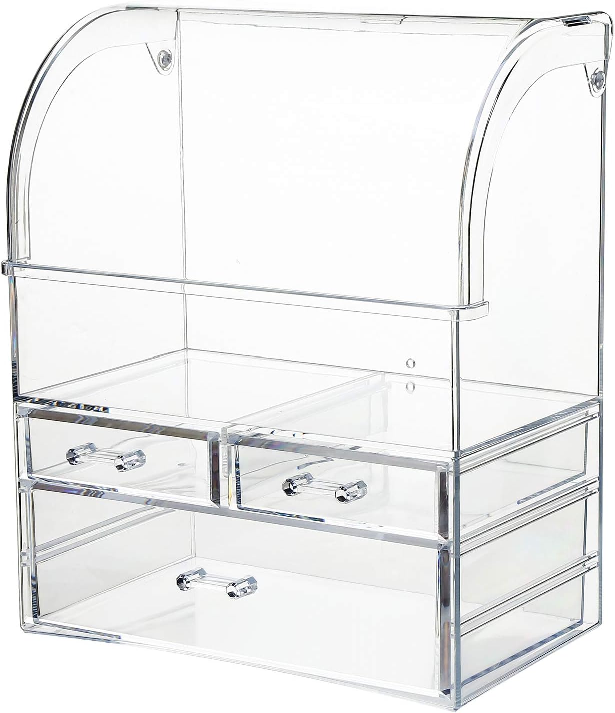 MOOCHI Clear Professional Large Cosmetic Makeup Organizer Bathroom Storage Display Case with Drawers - Image 3