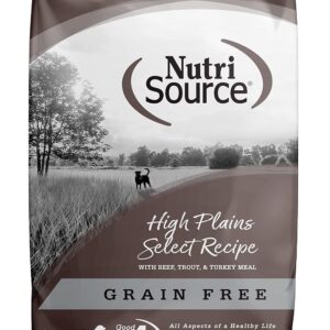 NutriSource High Plains Select Grain-Free Dry Dog Food, Beef, Trout and Turkey Meal, 26LB