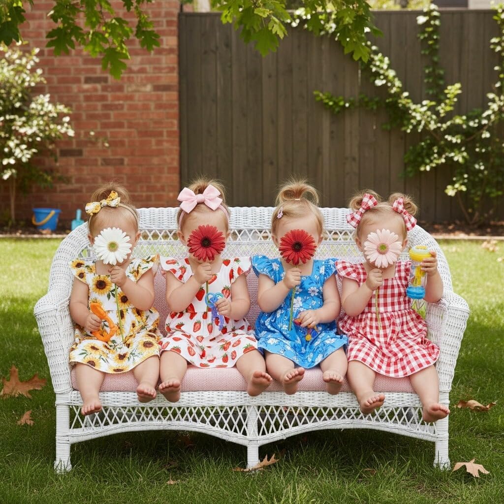 JEELLIGULAR Baby Girl Dresses Strawberry Sundress Toddler Infant Summer Clothes with Cute Bow Headband Playwear Outfits 3-24M - Image 5