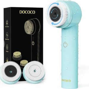 Facial Cleansing Brush with Dual Rotating, Electric Face Scrubber, 3 in 1 Facial Brush Skin Cleansing for Deep Cleansing, 3 Speeds, Waterproof Face Cleanser Brush for Men Women, Soft Exfoliator