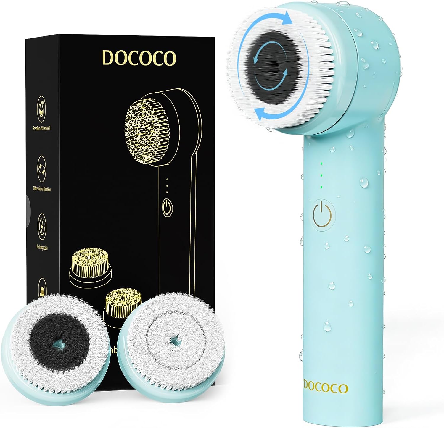 Facial Cleansing Brush with Dual Rotating, Electric Face Scrubber, 3 in 1 Facial Brush Skin Cleansing for Deep Cleansing, 3 Speeds, Waterproof Face Cleanser Brush for Men Women, Soft Exfoliator