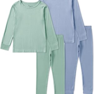 Jimonda Baby Boys Girls Pajama Sets Toddler Long Sleeve Sleepwear Sets Rayon from Bamboo Pajamas Sets 4pcs PJs 18M-8Y