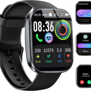 uaue AI Smart Watch with ChatGPT, 1.91″ Bluetooth Calling Smartwatch for Men Women, 110+ Fitness Modes Activity Tracker, Sleep/Heart Rate/Calorie Monitor, IP68 Waterproof Step Counter for Android iOS
