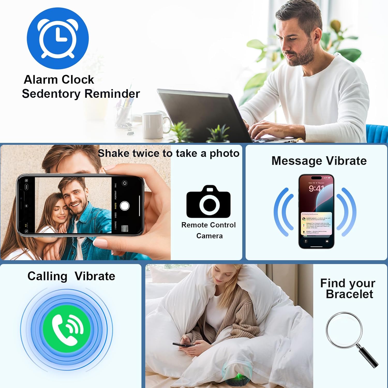 Smart Bracelet, Health Activity Fitness Trackers with Heart Rate Sleep Monitor, 24/7 Blood Oxygen/Calorie/Stress/Step Tracker, Health Fitness Bands, 170+ Sports Modes Smart band with Free APP, 2 Bands - Image 7