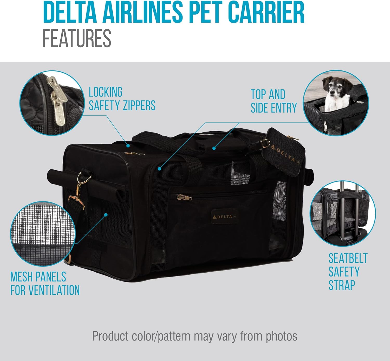 Sherpa Delta Airlines Travel Pet Carrier, Airline Approved & Guaranteed On Board - Black, Medium - Image 7