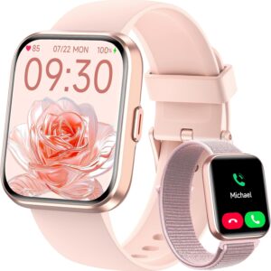 Smart Watches for Women, 1.8″ Touch Screen Fitness Tracker for Android & iPhone, Answer/Make Calls, Alexa Built-in, Heart Rate/Sleep/SpO2 Monitor Smartwatch, IP68 Waterproof 101+ Sport Modes, 2 Bands