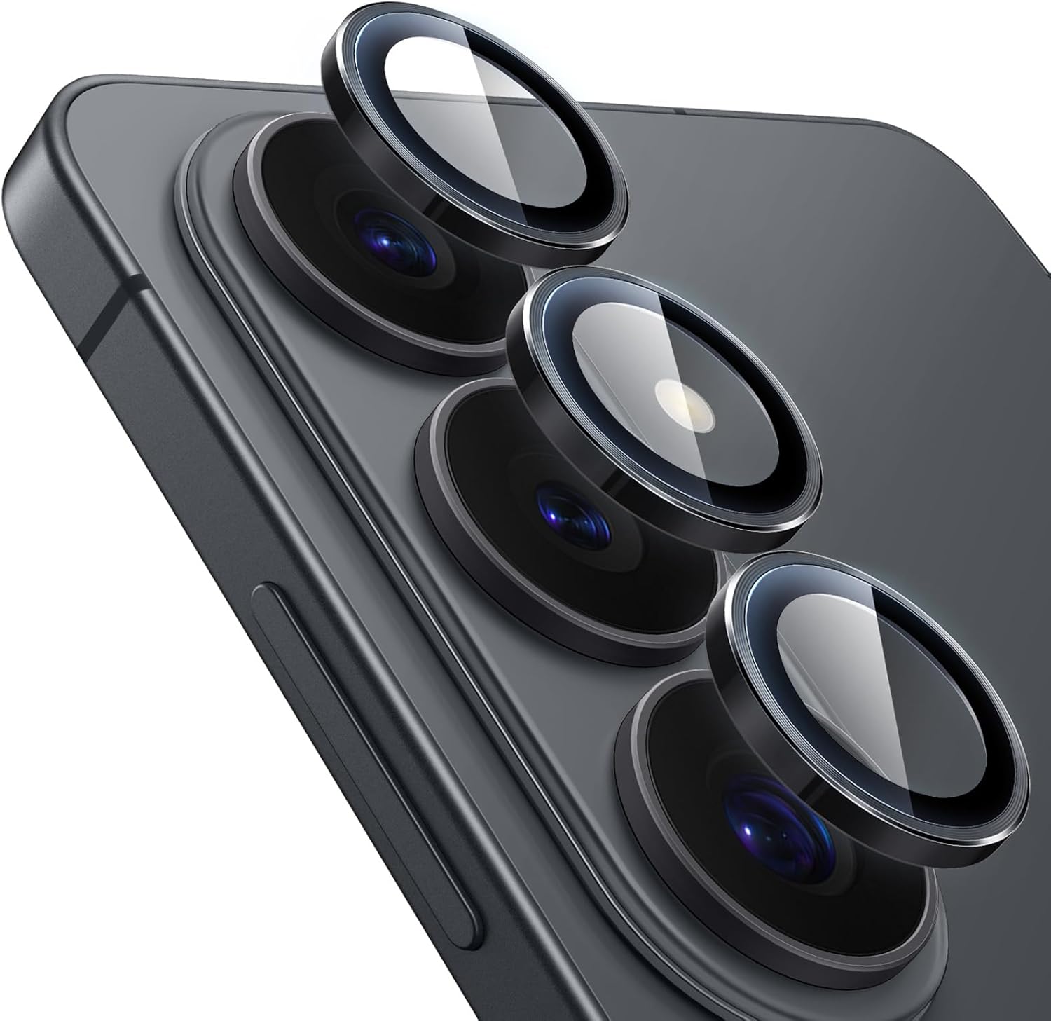 JETech Camera Lens Protector for Samsung Galaxy S26, 9H Tempered Glass Metal Individual Ring Cover, HD Clear, 1 Set (Black)