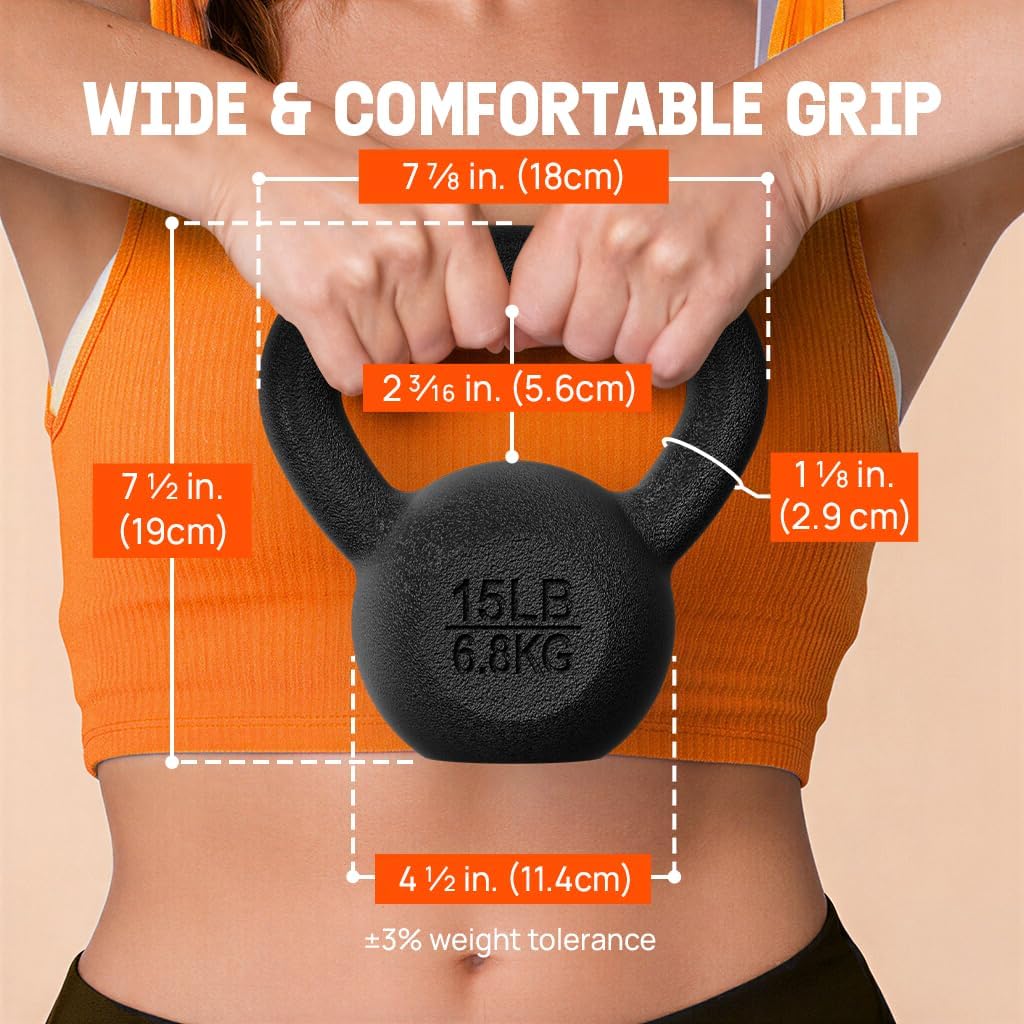 Yes4All Cast Iron Kettlebell, Strength Training Kettlebells 5-80 Lb (5,10,15,20,25,30,35,40,45,50,60,70,80 Lb) for Full Body Workout, Push up, Strength Training - Single & Kettlebell Set of 2 for Men - Image 2