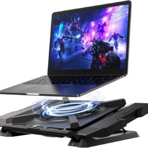 Laptop Cooling Pad, Gaming Laptop Cooler with 7.1 Inch Powerful Fan, RGB Lights & 3-Speed Fan Control & LCD Diamond Design, Height Adjustable Quiet Laptop Cooling Stand for 12″-21″ Laptops etc