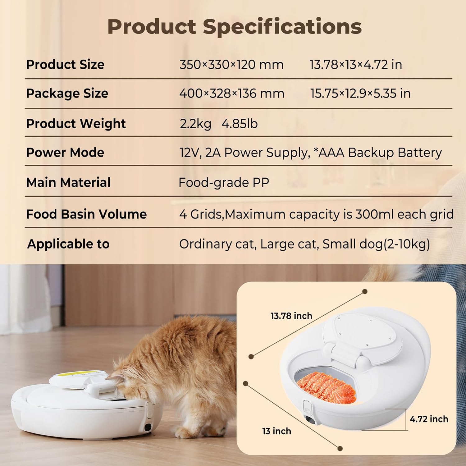 Robotail Automatic Cat Feeder for Wet Food - Fresh for 4 Days, Smart Dual-Temp Semiconductor Cooling & Heating Auto Cat Feeder with Multi-Function App, 4 Fresh Meal, Infrared Sensing, Easy to Clean - Image 8