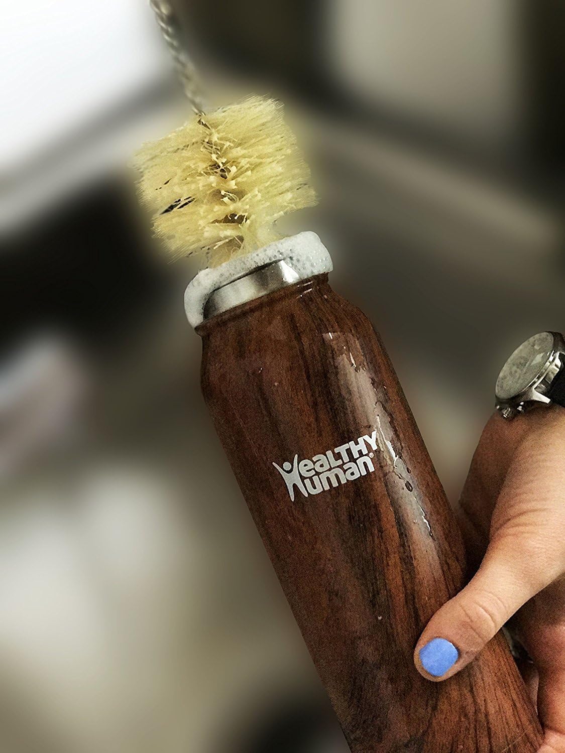 Healthy Human Water Bottle Cleaner 3-Piece Bamboo Long Brush Stainless Steel Cleaning Set - Image 4