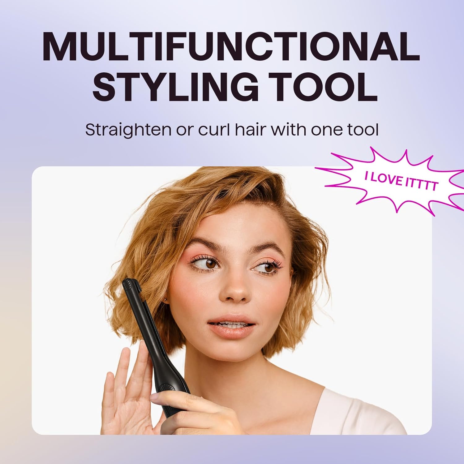 Wavytalk 3/10" Small Flat Iron, Pencil Flat Iron for Short Hair, Pixie Cut and Bangs, Curling Iron for Short Hair, Mini Hair Straightener for Edges with Anti-Pinch Design, Tiny Hair Straightener - Image 3
