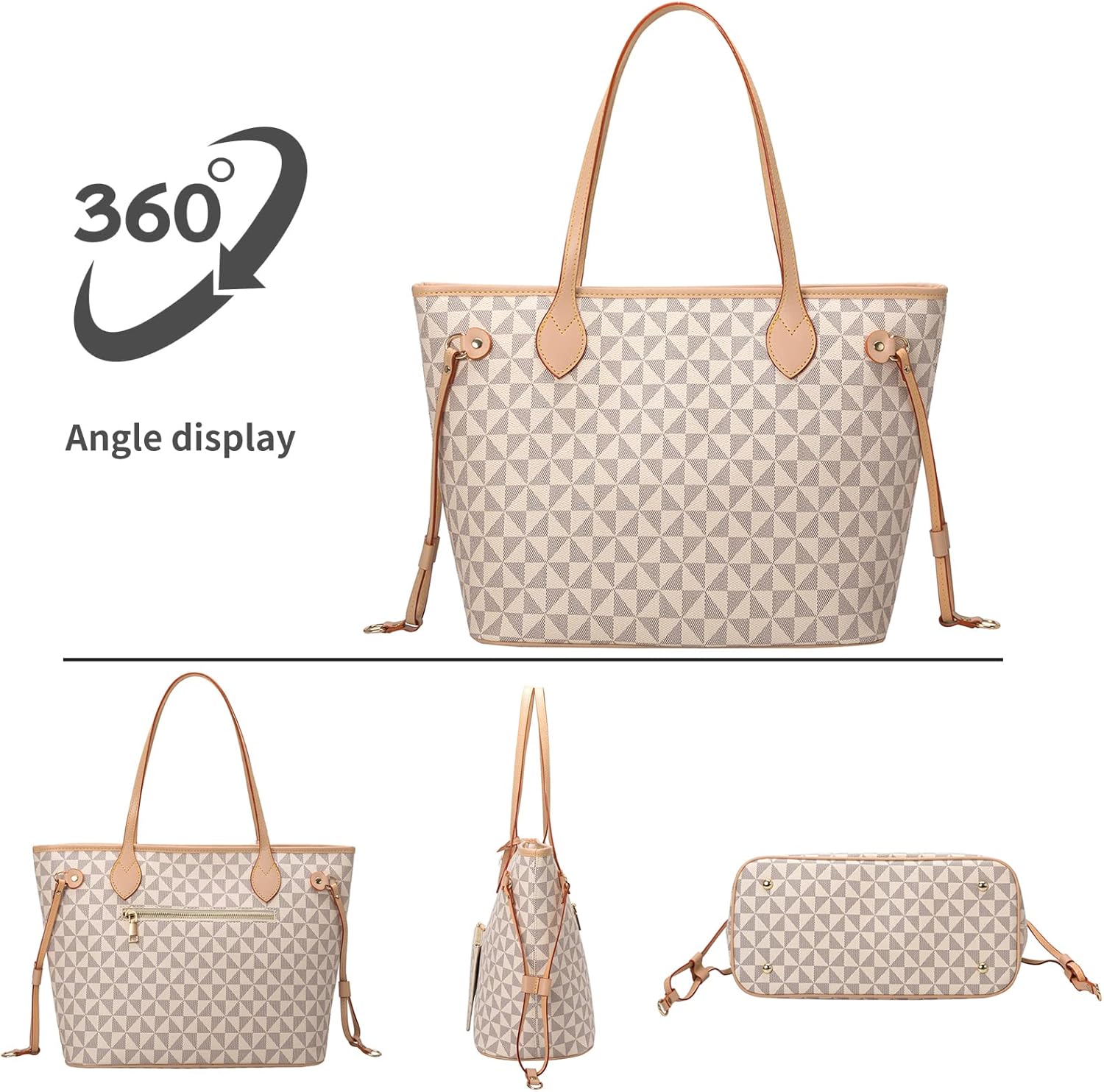 Lacel Urwebin Handbags for Women Designer Fashion Purses Top Handle Satchel Shoulder Bags 2pcs with Small Wallet (White) - Image 2