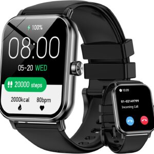 Smart Watch for Men Women, 1.85″ HD Fitness Tracker with Bluetooth Calls, 5 ATM Waterproof, 130+ Sport Modes, 24/7 Heart Rate/Sleep Monitor, Pedometer, Calories, Smartwatch for Android iOS (Black)