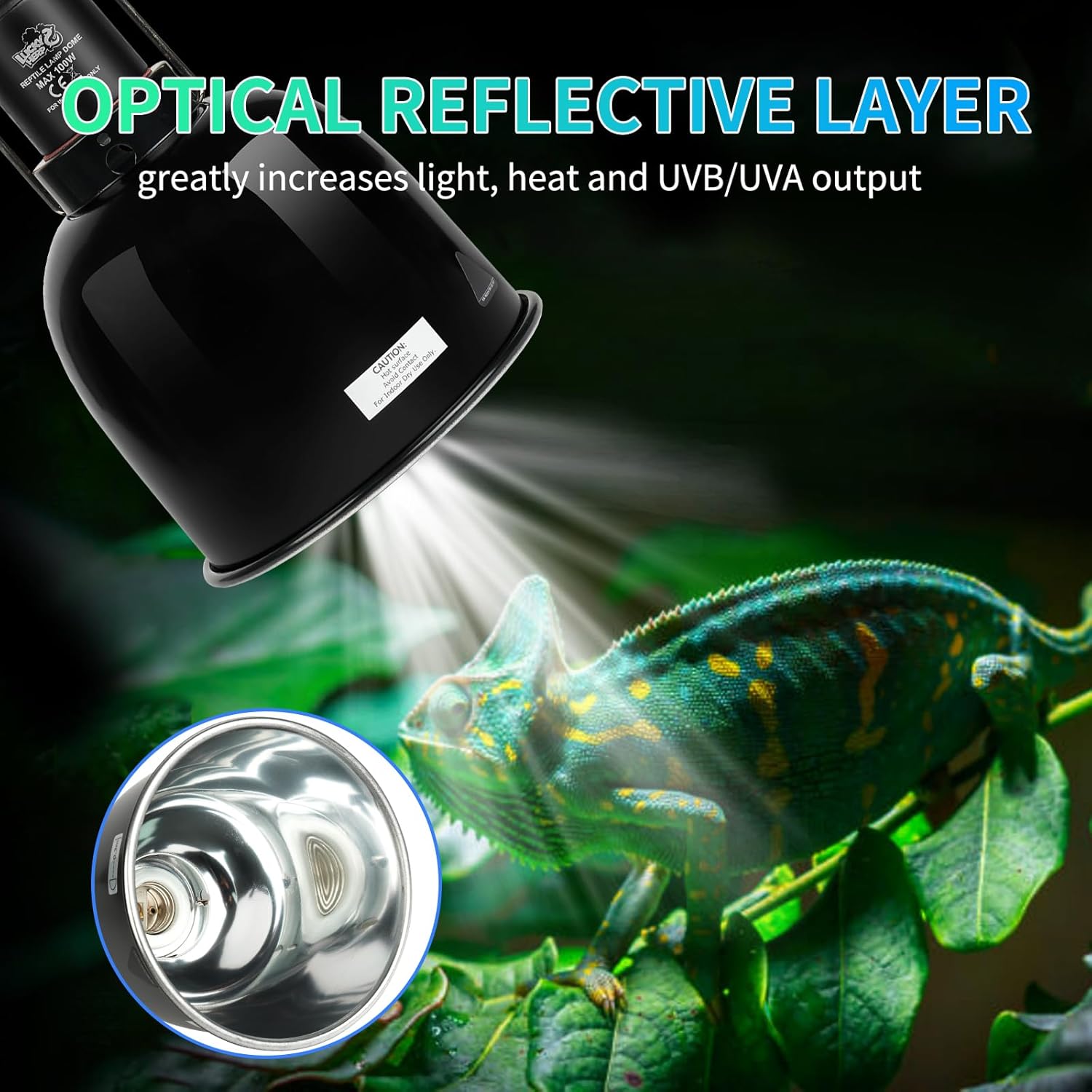 LUCKY HERP Reptile Light Fixture with Dimming Thermostat & Timer, Aluminum 5.5inch Deep Dome Reptile Lamp Fixture, Heat Lamp Fixture for Reptile Bulb Basking Heat Bulb, Max 100W - Image 2