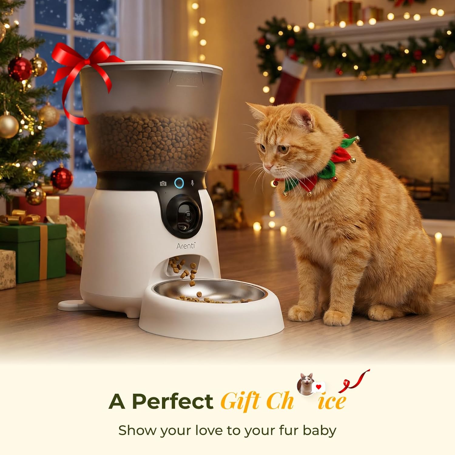 ARENTI Automatic Cat Feeder and Water Dispenser with Camera, 2K Adjustable View & Invisible Privacy Mode, 4.5L Cat Food Dispenser Fountain Combo, 5G/2.4G WiFi, 2-Way Audio, AI Alerts, Battery Backup - Image 9