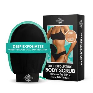 Dermasuri – Deep Exfoliating Glove – Korean Exfoliating Mitt & Body Scrubber – Keratosis Pilaris Treatment Scrub – Self Tanner Mitt & Ingrown Hair Exfoliator – Shower Gloves for Women & Men – (1 Pack)